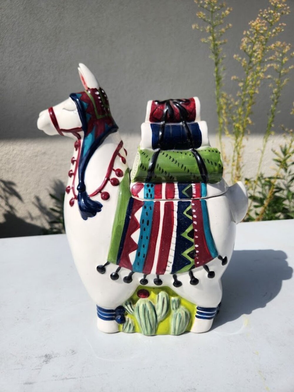 Blue Sky Ceramic Llama Alpaca Cookie Jar Kitchen Decor Decorations 11.5" tall